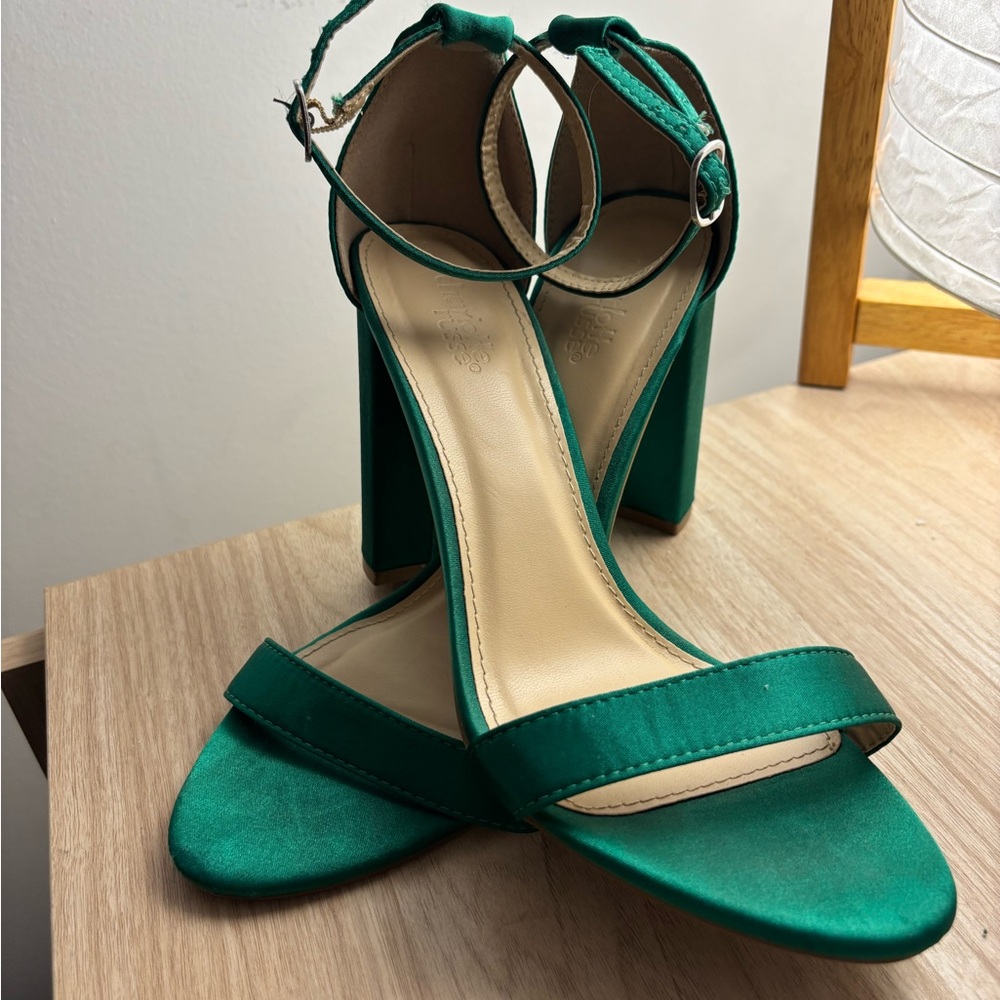 Chic Green Satin Women's Heels